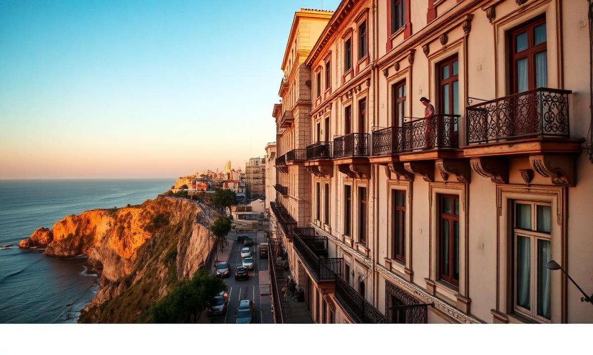 Colonial balconies above the Lima coastline